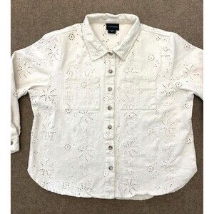 LIV Los Angeles Jacket Womens 2XL Eyelet Embroidered Utility Shacket Button-Up